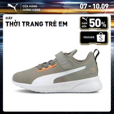 Giày Thời Trang Trẻ Em PUMA Unisex Flyer Runner V PS White-Steeple Gray-Vibrant Orange Màu Trắng