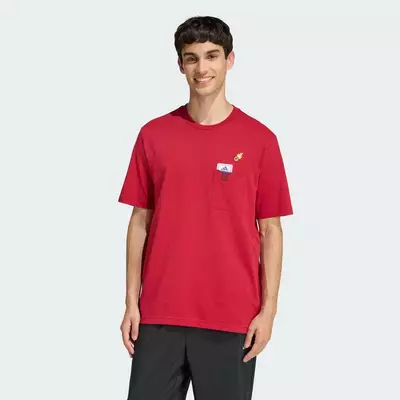 adidas Lifestyle MINI EMBROIDERY BASKETBALL GRAPHIC T-SHIRT Men Burgundy KB2525