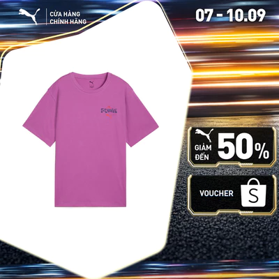 Áo Thun Thời Trang Tay Ngắn PUMA Nữ WARDROBE ESS Graphic Tee Wild Berry Màu Tím