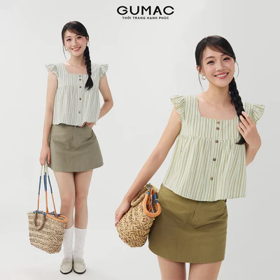 Áo Kiểu Nữ Gmorning - GUMAC Form Suông Sát Nách Chất Liệu Kate Sọc Thanh Lịch Trẻ Trung Phù Hợp Mùa Hè YAG06020