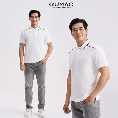Áo Polo Nam GUMAC Dáng Suông Basic Tay Ngắn Phối Viền Màu Bo Tay Thun Gân Co Giãn 4 Chiều APNG04054