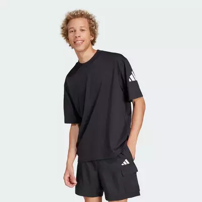 adidas Lifestyle Essentials Loose Fit 3 Bar Logo Tee Men Black JF3615