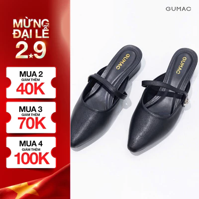 Sục Cách Điệu Nữ GUMAC Mũi Nhọn Phối Quai Chéo Đính Đá Sang Trọng GF01035