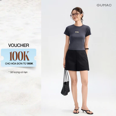 Quần Short Nữ GUMAC Con Đỉa Đôi Đính Nút Kiểu Túi Xéo Cách Điệu Sang Trọng LSHG09098