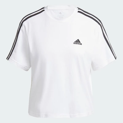 adidas Phong cách sống Áo Crop Top Single Jersey 3 Sọc Essentials Nữ trắng HR4915