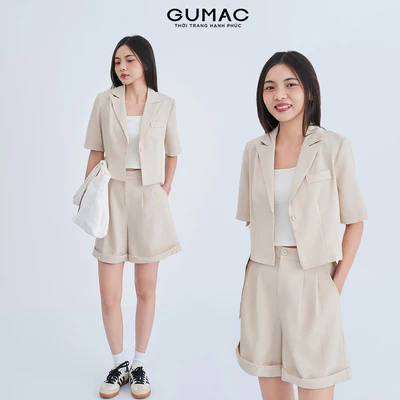 Set lẻ Áo Blazer nữ Gmorning - GUMAC lửng  YOWE07070 - Quần short nữ Gmorning - GUMAC lai lật YSHE07071