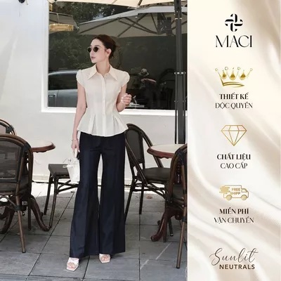 Quần Denim Gân Giữa MACI MCQQTXD0095 Thời Trang Nữ Thiết Kế Độc Quyền