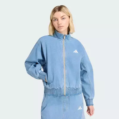 adidas Phong cách sống ÁO KHOÁC DENIM BẠC MÀU DÁNG RỘNG STADIUM Nữ Màu xanh da trời KV0625
