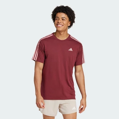 adidas Running Own the Run 3-Stripes Tee Men Burgundy IS9585