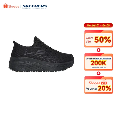 Giày Thể Thao Nữ Skechers Work Max Cushioning Elite SR Eltra Bảo Hộ Lao Động - 108172-BLK Air-Cooled Memory Foam