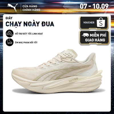 Giày Chạy Bộ PUMA Nữ Deviate NITRO 4 Wns Alpine Snow-Warm White Màu Trắng