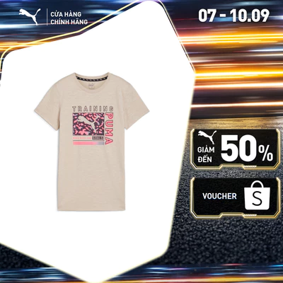 Áo Thun Tập Luyện PUMA Nữ Women Train Fav AOP Tee Desert Dust Màu Be