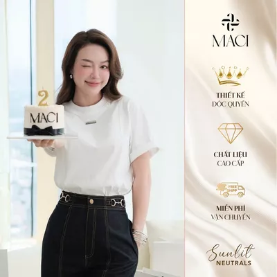 Áo Phông Bổ Thân Chất Cotton Kèm Tag MACI MACI MCAATTR0399 Thời Trang Nữ Thiết Kế Độc Quyền