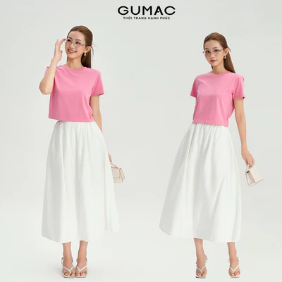 Chân Váy Nữ GUMAC Form A Xòe Có Nhún Eo Hai Lớp Có Túi Sườn VF12033