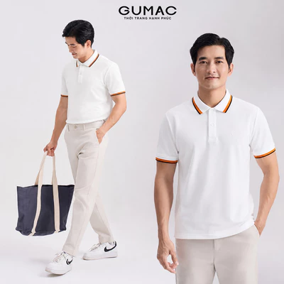 Áo Polo Nam GUMAC Tay Ngắn Regular Fit Suông Cơ Bản Cổ Bo Dệt Phối Viền Hai Màu Trẻ Trung Hiện Đại  APNG05043