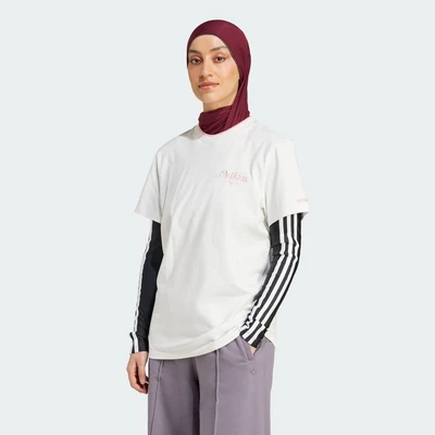 adidas Phong cách sống Áo Thun Graphic Dáng Suông Nữ trắng IX3554