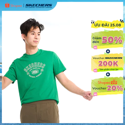 Áo Thun Tay Ngắn Nam Skechers LifestylePhysicalAcademiaCollectionIconicShortSleeveTee-SL125M004-00AS Online Sale