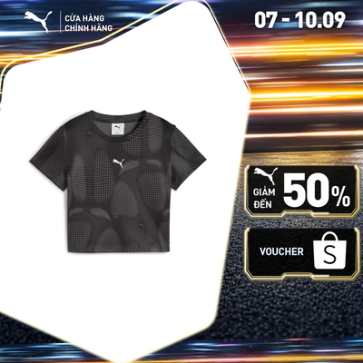 Áo Thun Thời Trang PUMA Nữ DARE TO AOP Baby Tee Black Màu Đen