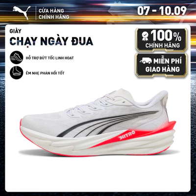 Giày Chạy Bộ PUMA Nam Deviate NITRO 4 White-Ultra Red Màu Trắng