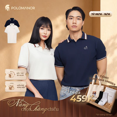 Áo polo nam cao cấp BRIDON cổ V, BST STALLION vải CVC Diamond, sang trọng - POLOMANOR
