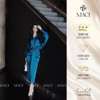 Chân Váy Lụa Xanh Queen MACI MCVCVXD0028 Thời Trang Nữ Thiết Kế Độc Quyền