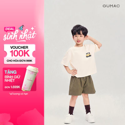 Áo Thun Bé Trai GUMAC Form Suông In Nhiệt Cotton Co Giãn ATKG04086