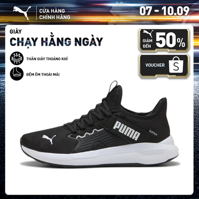 Giày Chạy Bộ PUMA Unisex Softride Enzo 5 Slip Tech Black-White-Black Màu Đen