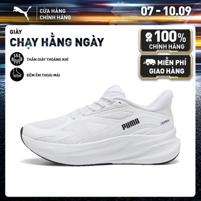 Giày Chạy Bộ PUMA Unisex MaxStride Lite LS Sliptech White-Black Màu Trắng