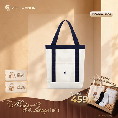 Túi tote V2 cao cấp POLOMANOR, đựng laptop, có khóa kéo nhiều ngăn tiện lợi, thanh lịch