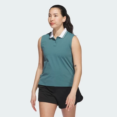 adidas Golf Beyond The Course Twistknit Sleeveless Polo Shirt Women Green JN8675