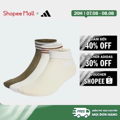 [Duy nhất 8.8 - VOUCHER 30%]adidas Phong cách sống Tất Trefoil cao đến cổ chân 3 đôi Unisex trắng IL5031