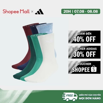[Duy nhất 8.8 - VOUCHER 30%]adidas Phong cách sống Bộ 6 Đôi Tất Cổ Trung Cushion Logo Ba Lá Unisex trắng JI9504