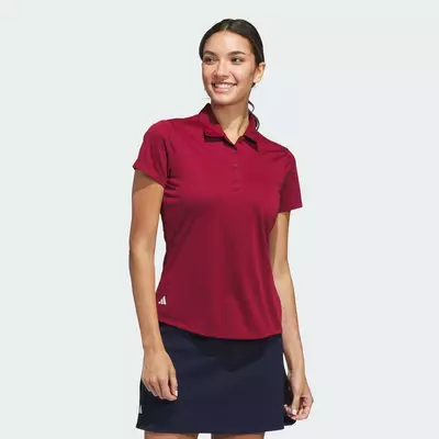 adidas Golf Women's Solid Performance Short Sleeve Polo Shirt Women Burgundy KE3646