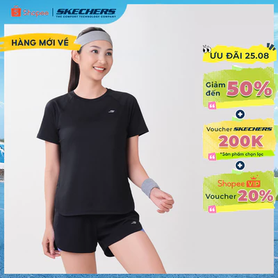 Áo Thun Tay Ngắn Nữ Skechers Running Performance Short Sleeve Tee - SP326W335-0018
