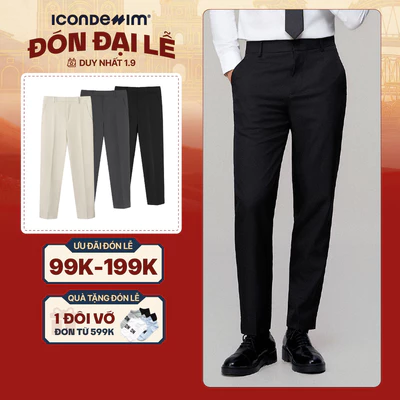 Quần Tây Nam ICONDENIM Ống Suông Co Giãn Basic Form Straight QTID0064