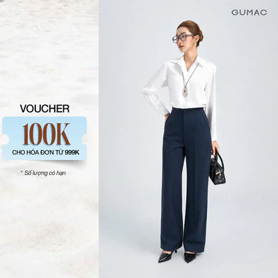 Quần Tây Nữ GUMAC Ống Suông Thanh Lịch Tôn Dáng Phong Cách Công Sở Nữ Tính LQG07087