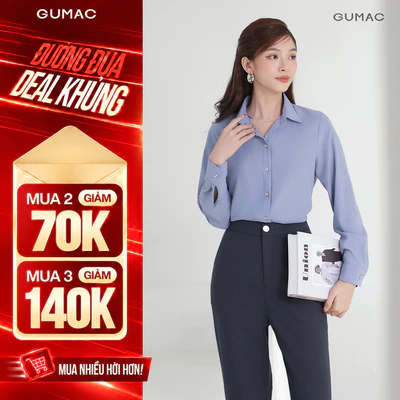 Áo Sơ Mi Nữ Tay Dài GUMAC Áo Kiểu Công Sở Lụa Mango Trơn Basic Mềm Mát Cao Cấp BAE00001