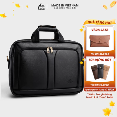 Cặp Công Sở Lata (Thời trang nam basic đựng laptop 15,6 inch - Cặp da Lata CA24)