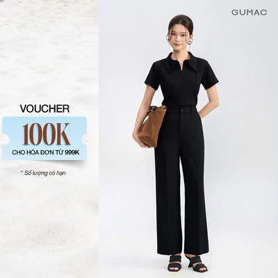 Quần Tây Nữ GUMAC Dáng Suông Đính Nút Bọc Mắt Cáo Bigsize Có May Túi Xéo Hai Bên Chất Liệu Thoáng Mát LQG08048