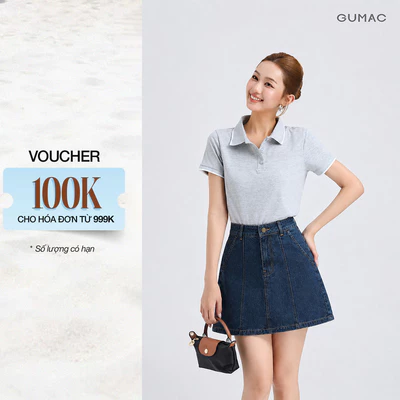 Chân Váy Jeans Nữ GUMAC Form A Thêu Chỉ Nổi Có Lót Quần Trẻ Trung Dễ Phối Đồ Đi Chơi Đi Học LVJG06015