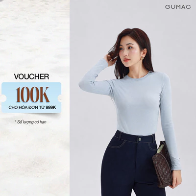 Áo Thun Nữ GUMAC Form Ôm Tay Dài Cổ Tròn Viền Nẹp Tinh Tế Nữ Tính LATG05057