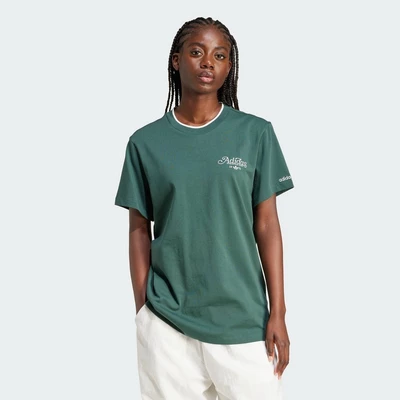 adidas Phong cách sống Áo Thun Graphic Dáng Suông Nữ màu xanh lá IX3540