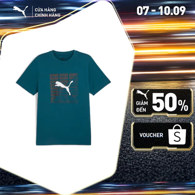 Áo Thun Tay Ngắn Thời Trang PUMA Nam GRAPHICS Wording Tee Cold Green Màu Xanh Lá
