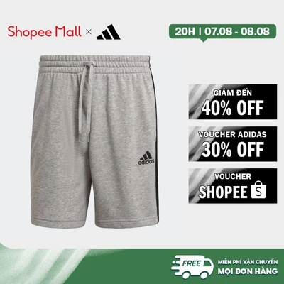 [Duy nhất 8.8 - VOUCHER 30%]adidas Phong cách sống Quần short vải thun da cá 3 Sọc Essentials Nam Xám GK9599