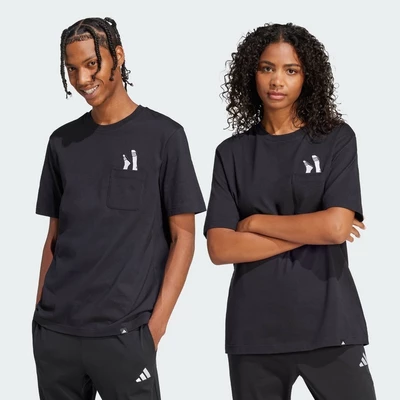 adidas Lifestyle Lounge Slides Graphic Pocket Tee Men Black JC5283