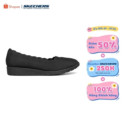 Giày Búp Bê Nữ Skechers Modern Comfort Cleo Flex Wedge Spellbind-158156-BBK Air-Cooled Memory Foam