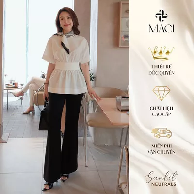 Áo Sơ Mi Dáng Peplum Nhún Eo Chất Thô Mềm MACI MCASMTR0312 Thời Trang Nữ Thiết Kế Độc Quyền