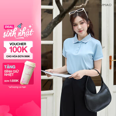 Áo Polo Nữ GUMAC Áo Phông Có Cổ Xanh Dương Tay Ngắn Thanh Lịch Công Sở, Thể Thao LPLF1209
