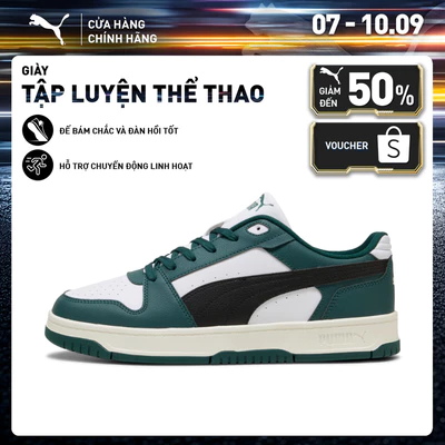 Giày Thể Thao PUMA Unisex Rebound Slam Lo Dark Green-Black-White Màu Xanh Lá