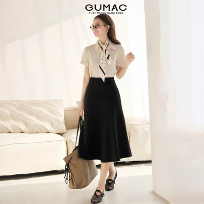 Chân Váy Nữ GUMAC Form A Nhẹ Nữ Tính Lưng Rời Con Đỉa Gập Đôi Cách Điệu LVG0405